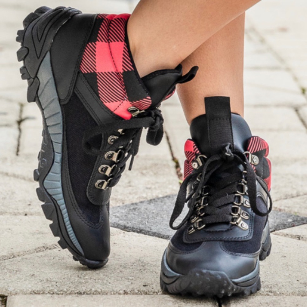 Black Sneakers Buffalo Red Plaid Sneakers